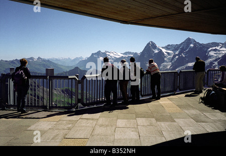 Schweiz Blick vom Piz Gloria auf dem Shilthorn Berg im Berner Oberland Berner Oberland oberhalb Mürren die Berge ich Stockfoto