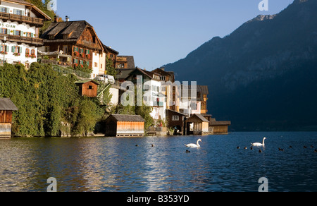 Stadt von Hallstatt am Hallstätter See See in Niederösterreich Stockfoto