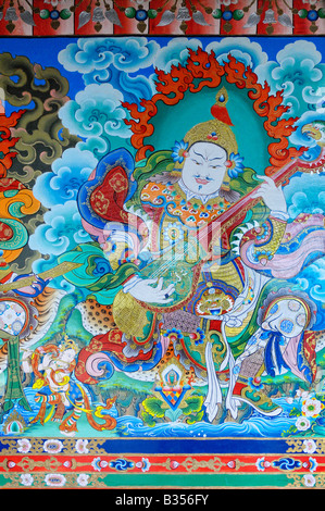 Tibetisch-buddhistische Gemälde Bhutia Busty Kloster Darjeeling Stockfoto