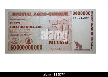 50 Milliarden Dollar Banknote - Simbabwe Stockfoto