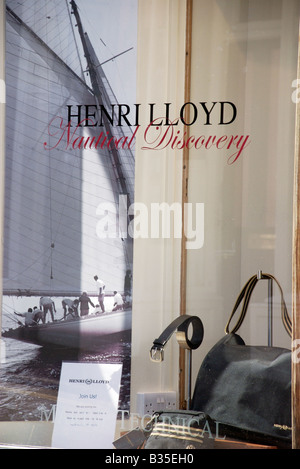 Henri Lloyd Yachting Kleidung Shop Fenster, Salcombe, Devon, UK Stockfoto