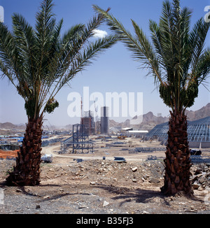 Zementanlage im Bau in der Wüste von Bishah, Saudi-Arabien Stockfoto