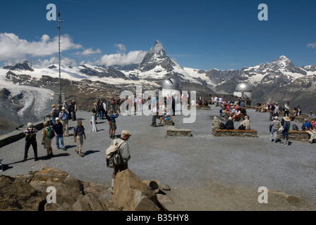 Blick nach Westen vom Gornergrat (3089m), Wallis, Schweiz Stockfoto