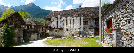 Traditionellen Bauernhäuser steinernen, Costar, Val Verzasca, Tessin, Schweizer Alpen Stockfoto