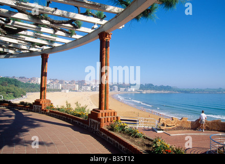 Sardinero Strand von Piquio Gärten gesehen. Santander. Cantabria Provinz. Spanien. Stockfoto