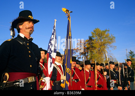 STILLWATER LEICHTE WACHABLÖSUNG VOR DEM BÜRGERKRIEG PERIODE RE-ENACTMENT EIN MUSTER.  IM HISTORISCHEN STILLWATER, MINNESOTA AUF ST. CROIX RIVER. Stockfoto