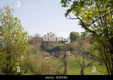 Ludlow Shropshire England UK kann Blick auf die normannische Burg hoch über das historische Städtchen Stockfoto