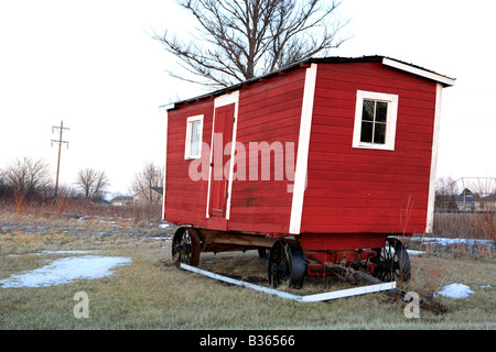 ALTE HÖLZERNE WAGEN VON ROUTE 66 IN ILLINOIS, USA LEXINGTON Stockfoto