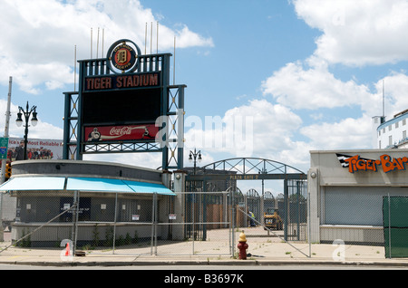 Detroit s Tiger Stadium wird auf Montag, 14. Juli 2008 abgerissen Stockfoto