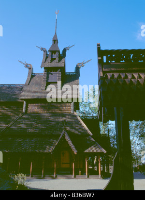 Fantoft Stavkirke (Stabkirche), Paradis, Bergen, Hordaland, Norwegen. Stockfoto