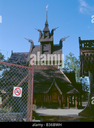 Fantoft Stavkirke (Stabkirche), Paradis, Bergen, Hordaland, Norwegen. Stockfoto