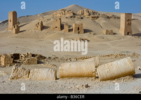 Römischen Funerary Türmen im Tal der Gräber in den Ruinen von Palmyra in Syrien Stockfoto