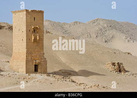 Römischen Funerary Türmen im Tal der Gräber in den Ruinen von Palmyra in Syrien Stockfoto