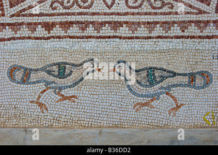 Fliesen Mosaik an das römische Theater in Bosra Syrien Stockfoto