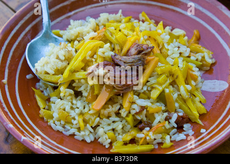 Plov in einer Chaikhana in Samarkand, Usbekistan Stockfoto