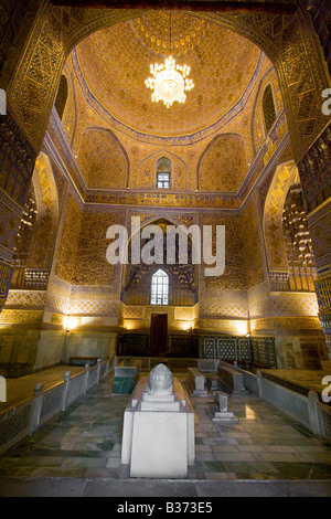 Tamerlane Grab innen Guri Amir Mausoleum in Samarkand, Usbekistan Stockfoto