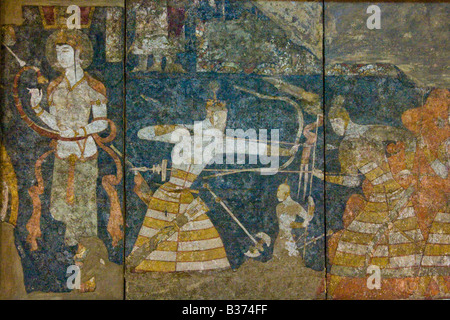 Fresken aus alten sogdischen Penjikent am National Museum of Antiquities in Duschanbe Tadschikistan Stockfoto