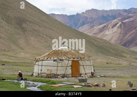 Jurte im Pshart-Tal im östlichen Pamir in der Nähe von Murgab Tadschikistan Stockfoto