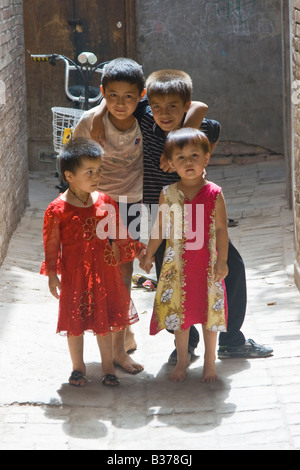 Uyghur Kinder in alten Kashgar in Xinjiang Provinz China Stockfoto