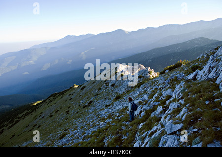 Licht des frühen Morgens auf Sinanitsa Berghänge in World Heritage Site Nationalpark Pirin Bulgarien Stockfoto