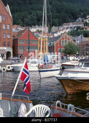 Hafenszene, Bergen, Hordaland, Norwegen. Stockfoto