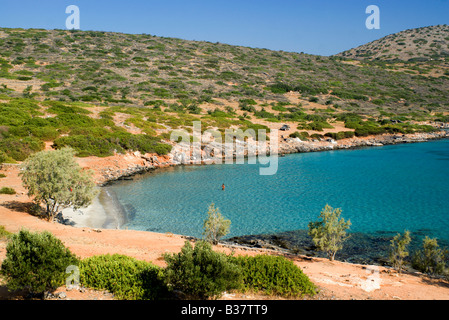 Strand Kolokytha Halbinsel Elounda Agios Nikolaos Kreta Griechenland Stockfoto