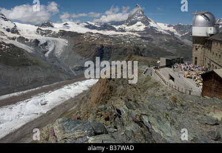 Blick vom Gornergrat (3089m), Wallis, Schweiz, mit Blick auf den Gornergletscher Südwest Stockfoto