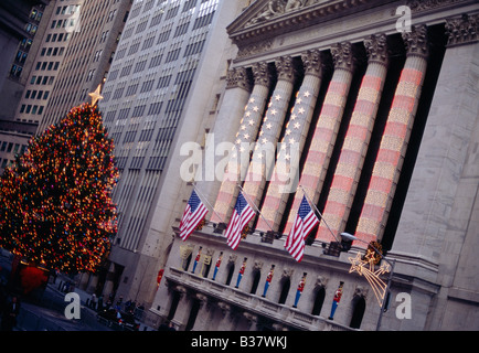 New York Stock Exchange an Weihnachten Stockfoto