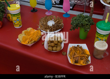 Junk Food auf Anzeige an einem lokalen Street Festival in North Carolina, USA Stockfoto