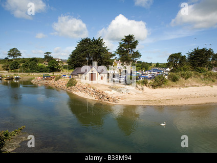 Hafen Sie Eingang & Lifeboat Station, Abersoch, Lleyn-Halbinsel, Pwllheli, Gwynnedd, Nordwales Stockfoto