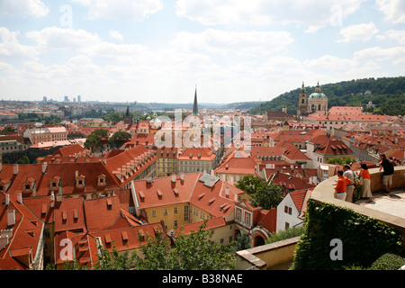 Blick vom südlichen Gärten Hradschin das Budaer Burgviertel Prag Tschechische Republik Stockfoto