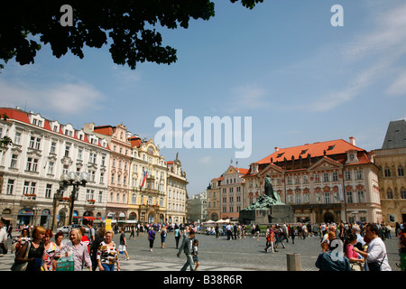 Aug 2008 - Stare Altstädter Ring und das Jan-Hus-Hirschsee Mesto Prag Tschechische Republik Stockfoto