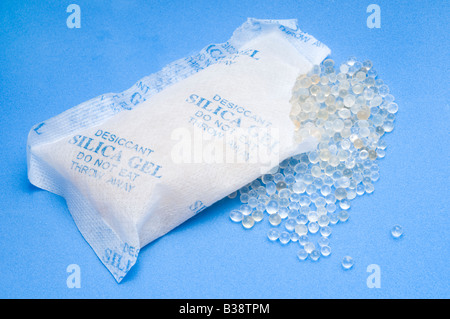 Trockenmittel Silica-Gel-Beutel Stockfoto