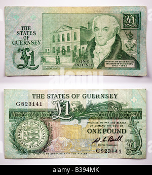 Guernsey Sterling ein Pfund Banknoten Stockfoto