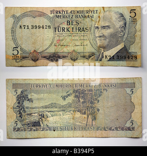 Banknoten aus Türkei Türkiye Stockfoto