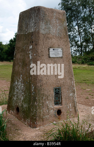 Verordnung Umfrage Triangulation Säule Wegpunkt TP0725 Stationsnummer T1SO9479 auf Walton Hügel Worcestershire England uk Stockfoto