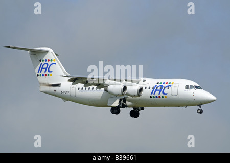 Ein IAC Bae 146-200 im Endanflug zu Aberdeen Dyce Flugplatz Grampian Region North East Scotland Stockfoto