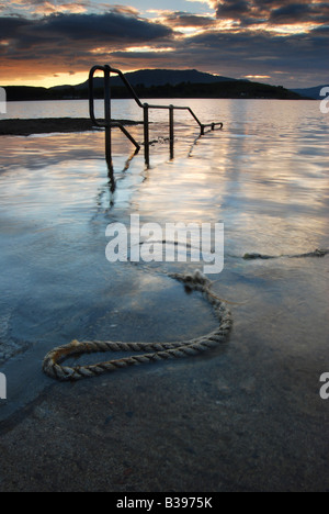 Hochwasser an der Pier, Port Appin, Argyll, Schottland, UK Stockfoto