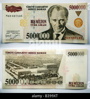 Banknoten aus Türkei Türkiye Stockfoto