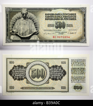 Banknoten aus Jugoslawien Jugoslavija Dinara Stockfoto