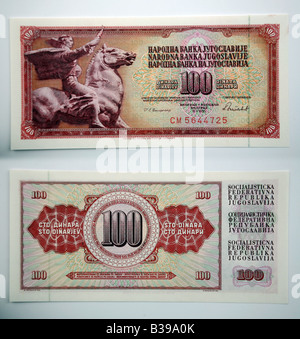 Banknoten aus Jugoslawien Jugoslavija Dinara Stockfoto