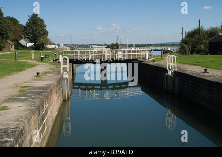 Schleusen am Hafen von Lydney Stockfoto