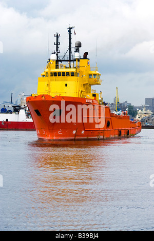 Viking-Troll im Hafen von Aberdeen Stockfoto