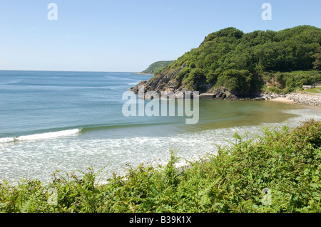 Direkt am Meer Caswell Bucht Gower Stockfoto