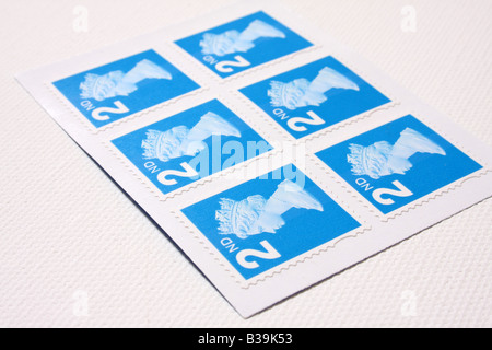 Zweite Klasse UK Briefmarken. Stockfoto