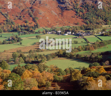 Blick über Rosthwaite in Borrowdale, Lake District, Cumbria, England, UK Stockfoto