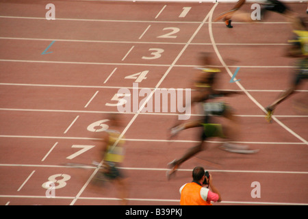 Speed-Rennen der Männer 100m im Olympiastadion Stockfoto