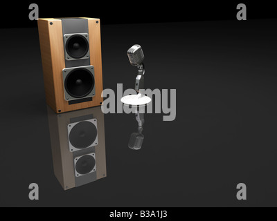 3D Rendering eines Retro-Mikrofon mit Lautsprecher Stockfoto