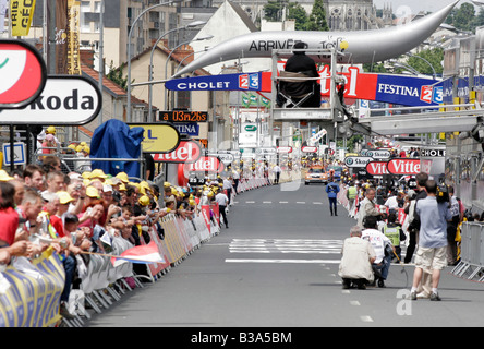 Die Ziellinie bei der Zeit Testversion Cholet Etappe der Tour De France 2008 Stockfoto