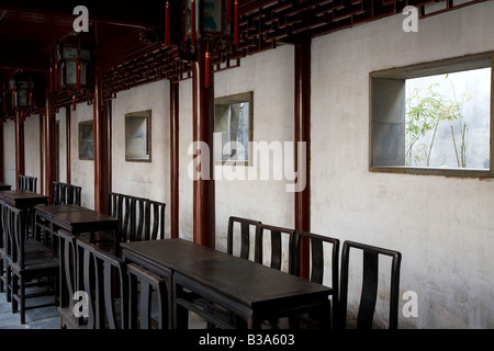 Antike chinesische Ming Möbel im Yu Garten, Shanghai China Stockfoto